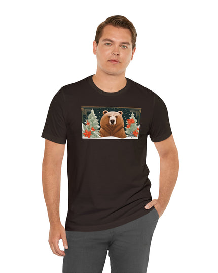Art Deco Holiday Bear, Soft 100% Jersey Cotton T-Shirt, Unisex, Short Sleeve, Retail Fit