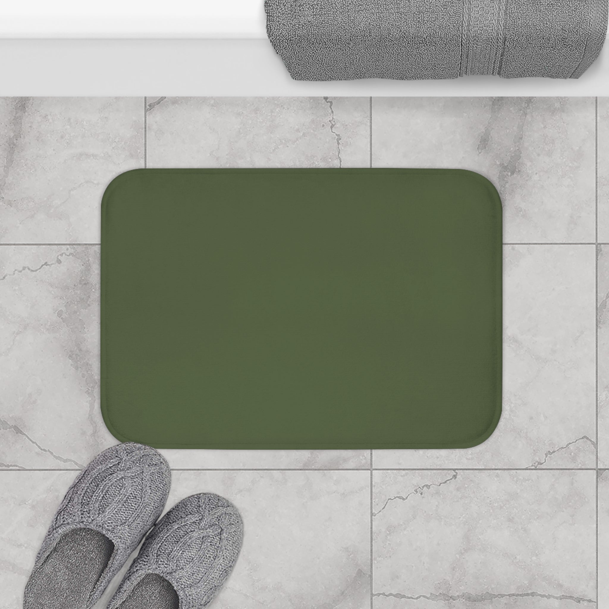 Moss Green Memory Foam Bath Mat — Soft Absorbent Bathroom Rug, 2 sizes