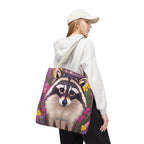 Raccoon and Flowers Tote Bag with Cotton Handles For Everyday Use, 3 Sizes