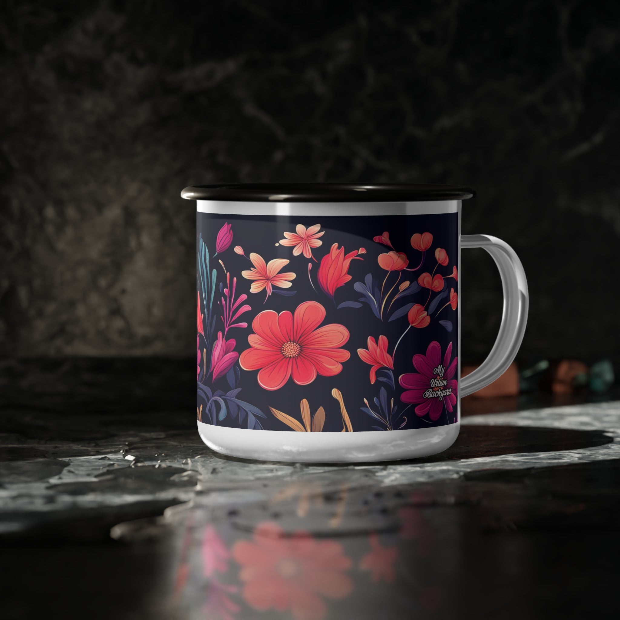 Night Blooming Wildflowers, Enamel Camping Mug