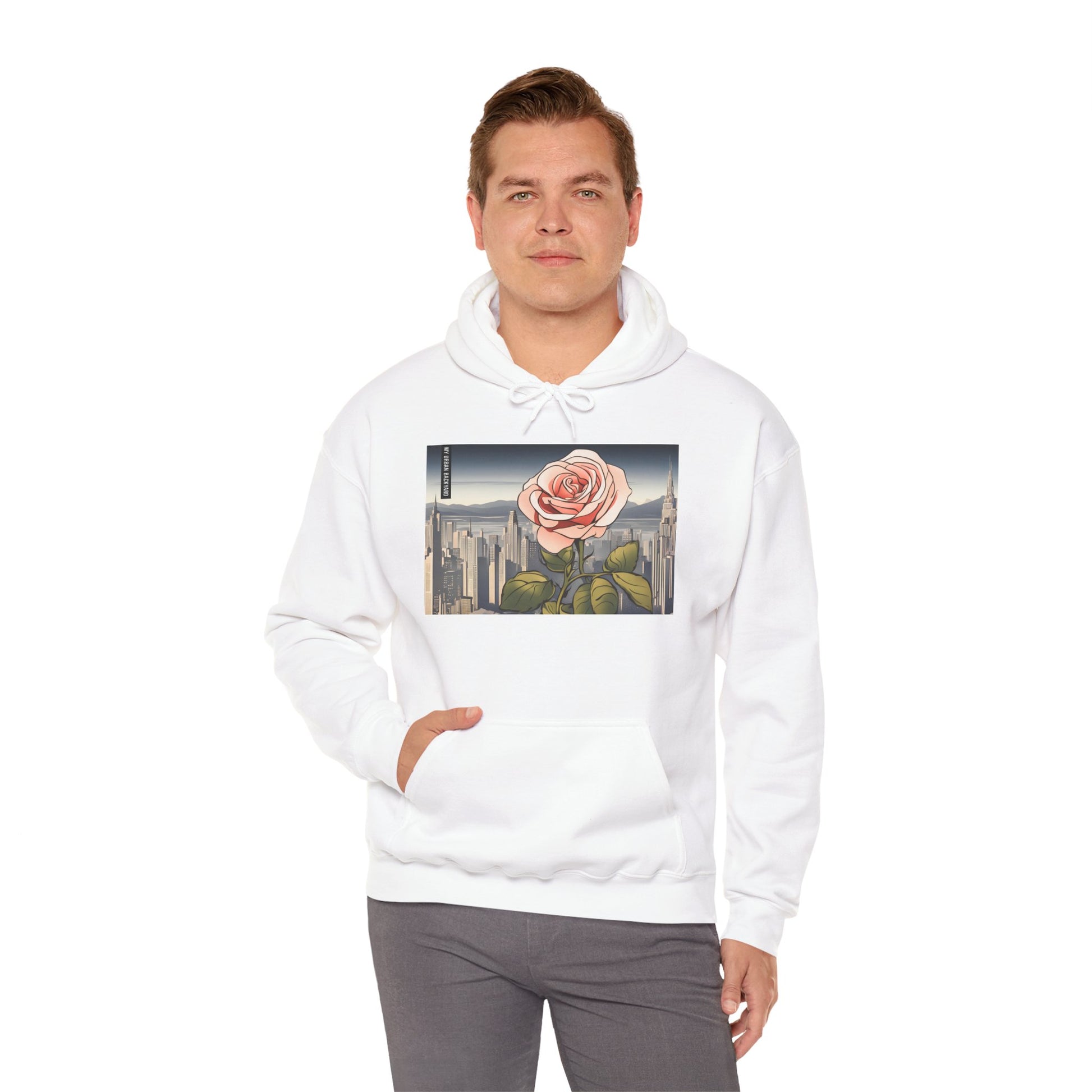City Rose Unisex Hoodie - Cozy Gift for Plant Lovers, Floral Sweatshirt for Spring, Comfortable Everyday Wear, Birthday Present