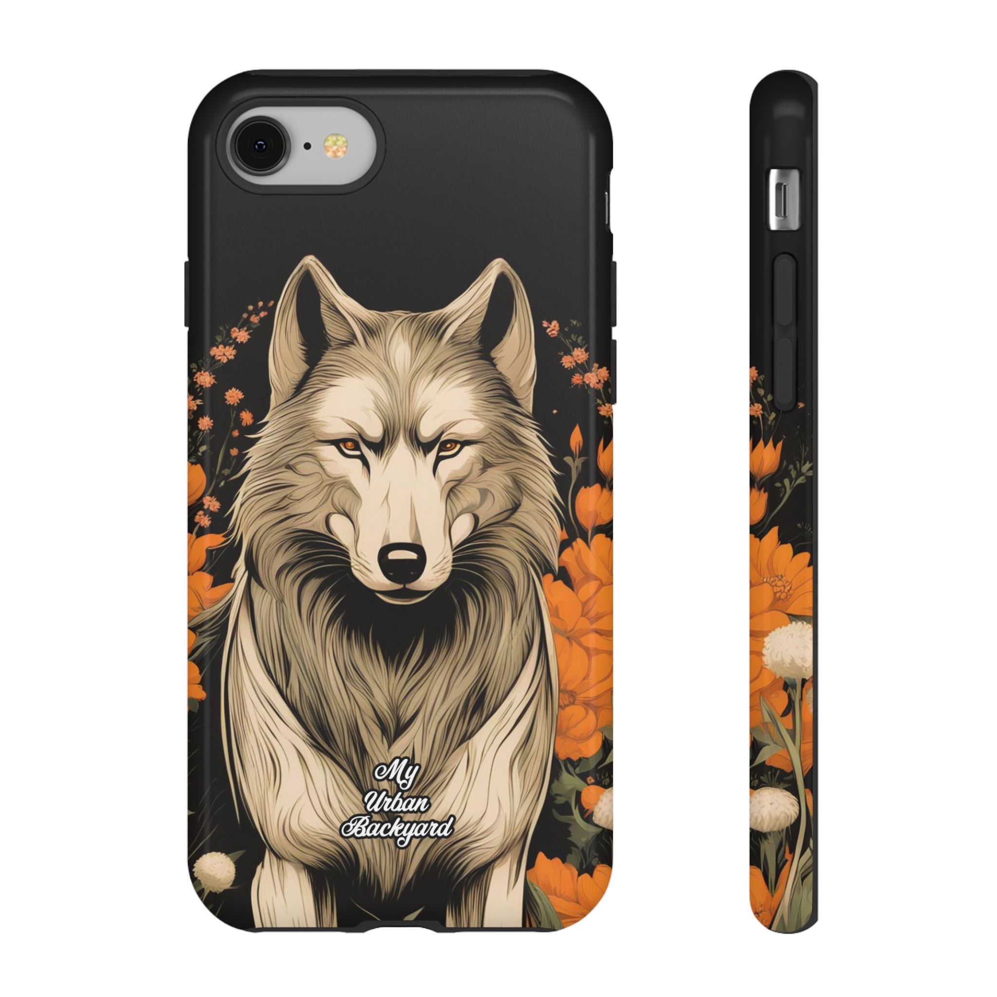 Wolf with Flowers, Animal Cell Phone Case - Apple, Samsung, Google Pixel