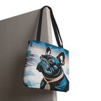 French Bulldog Winter Tote Bag — Snowy Pup All-Over Print Tote