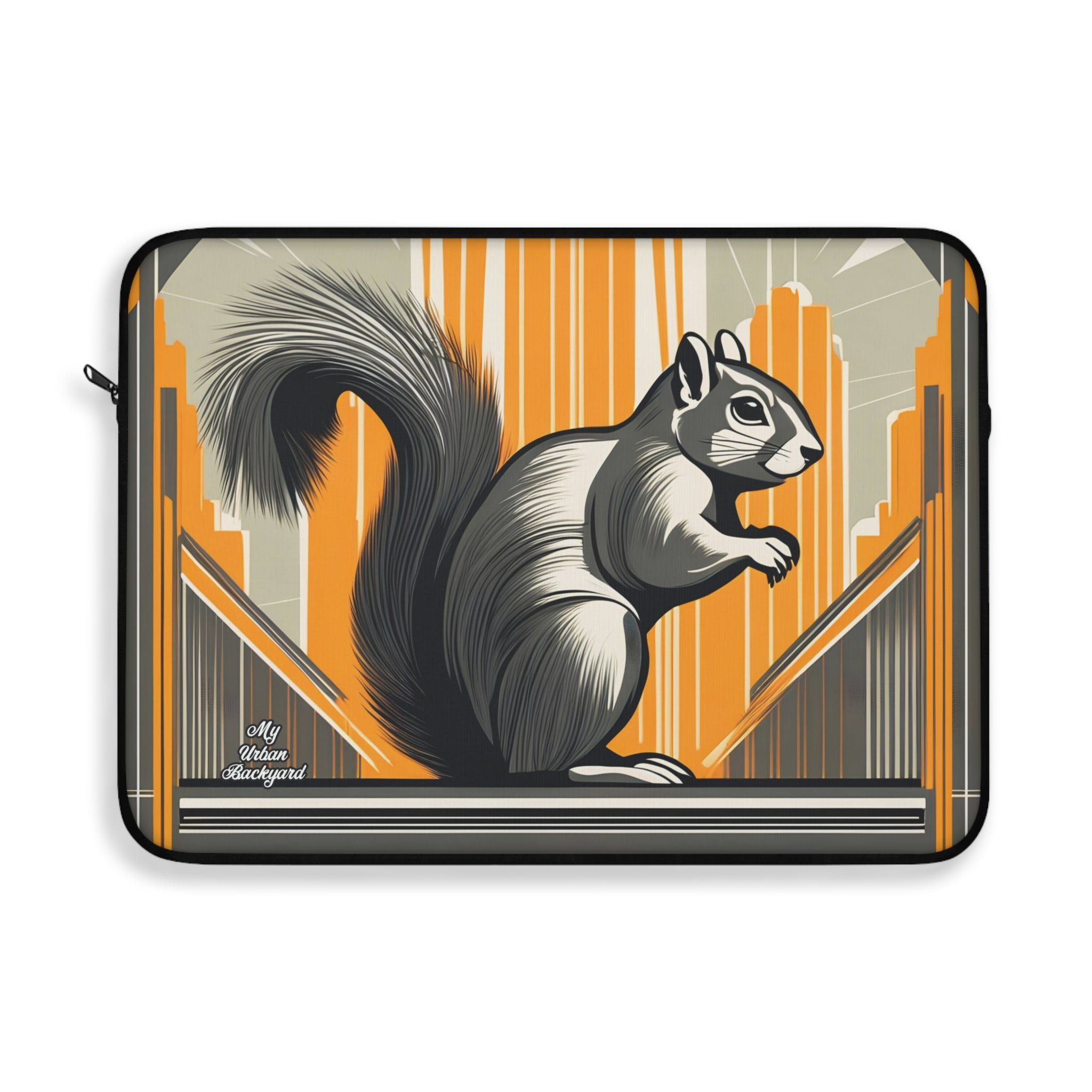 Art Deco Squirrel, Laptop Carrying Case, Top Loading Sleeve for School or Work