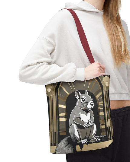 Art Deco Squirrel, Tote Bag with Cotton Handles For Everyday Use, 3 Sizes
