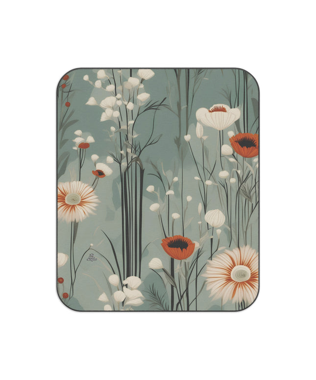 Winter Wildflowers, Outdoor Picnic Blanket with Soft Fleece Top, Water-Resistant Bottom, 51" × 61"