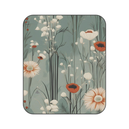 Winter Wildflowers, Outdoor Picnic Blanket with Soft Fleece Top, Water-Resistant Bottom, 51" × 61"