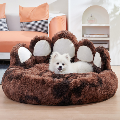 Cozy Plush Bear Paw Shape Pet Bed For Small And Medium Dogs And Cats