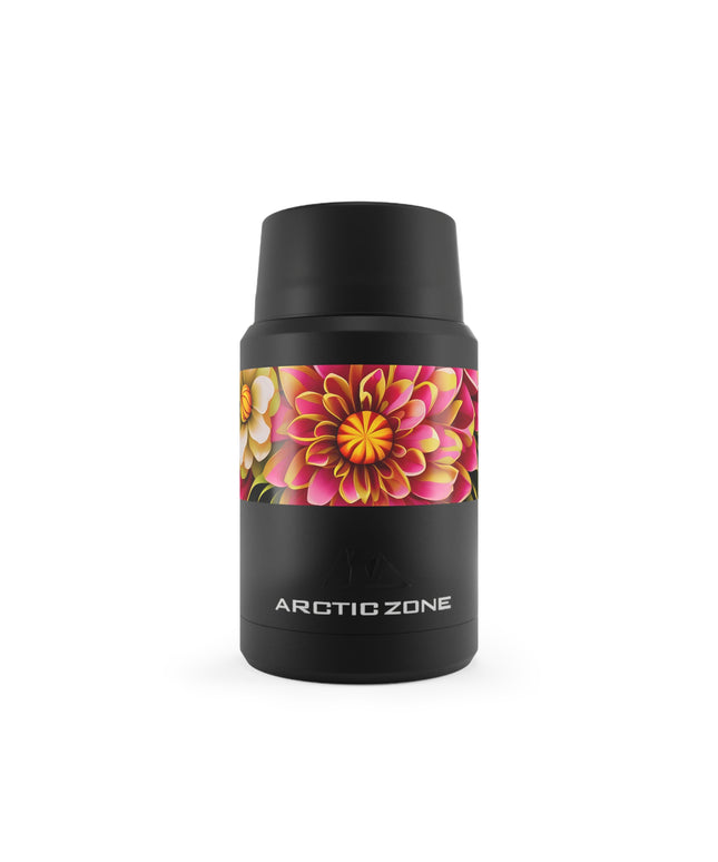 Vibrant Flowers, Reusable Insulated Food Storage Container with Spoon – 16.9oz