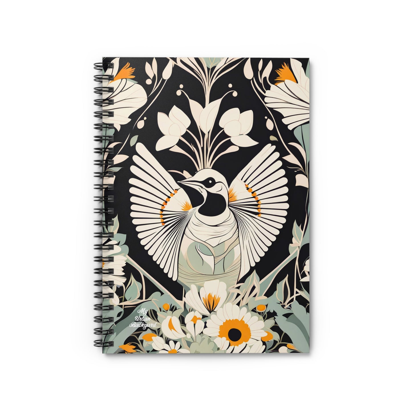White Bird with Flowers, Spiral Notebook Journal - Write in Style