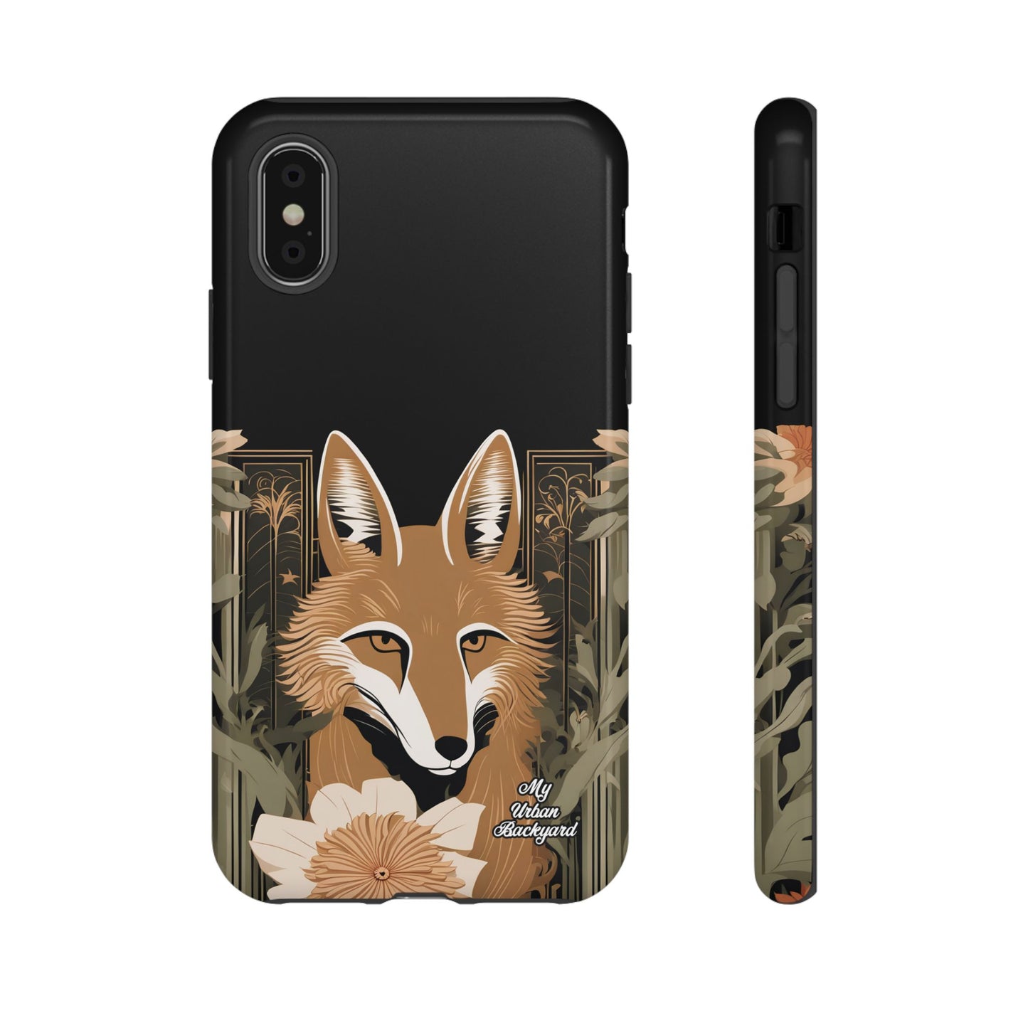 Art Deco Coyote with Flower, Cell Phone Case - Apple, Samsung or Google Pixel