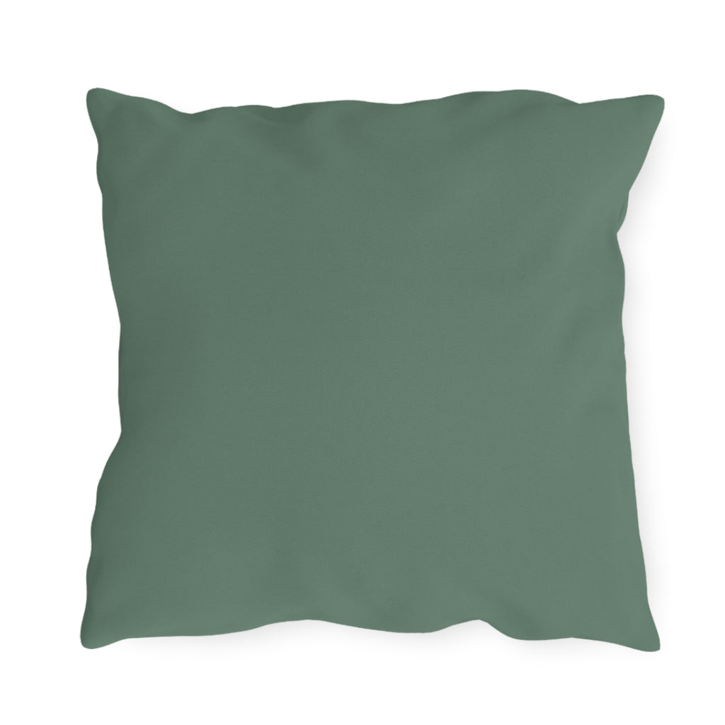 Blanca Purrington, Cat Throw Pillow, Slate Green accent color, Indoor/Outdoor Decor for Home or Office