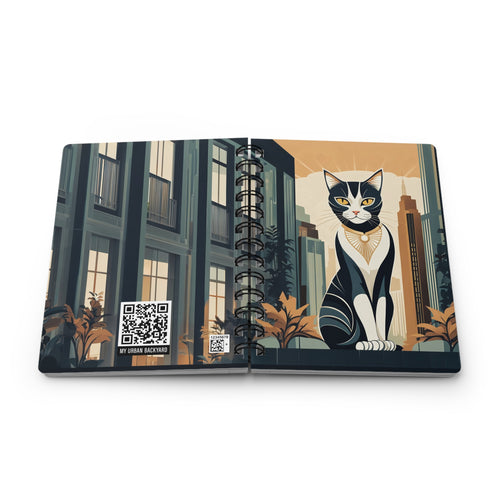 Art Deco City Cat Spiral Journal