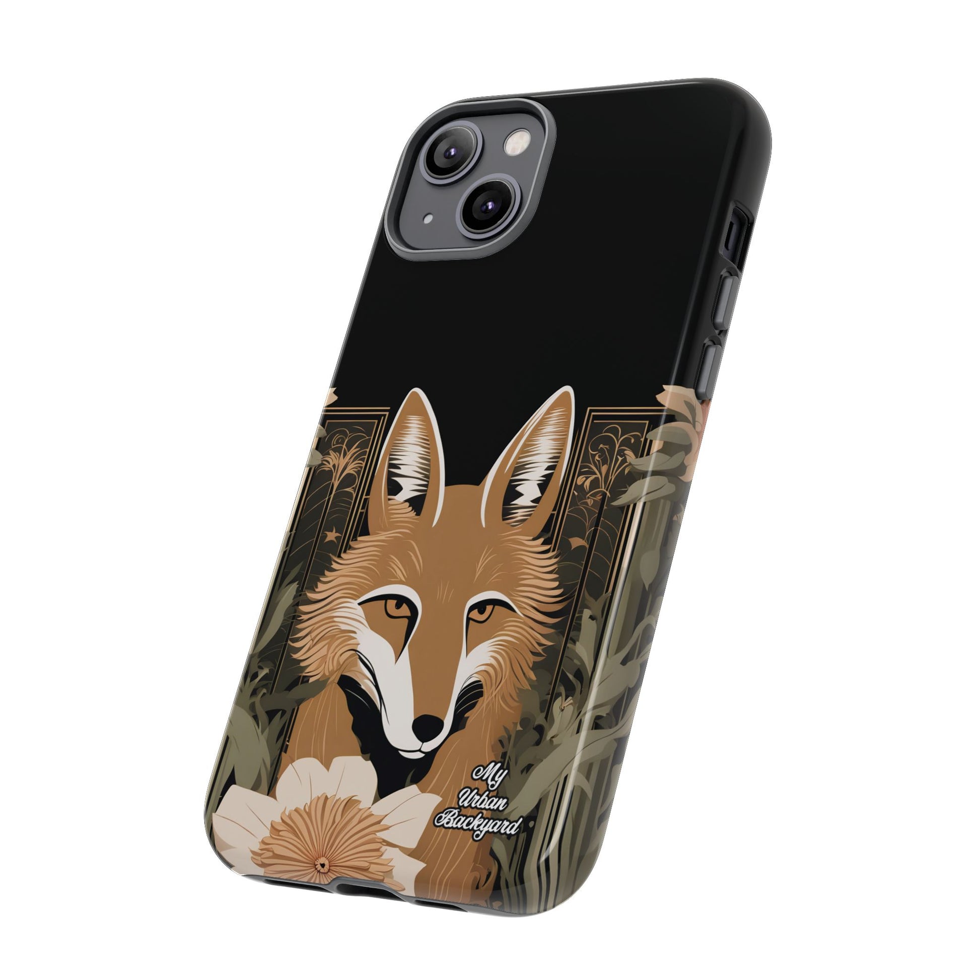 Art Deco Coyote with Flower, Cell Phone Case - Apple, Samsung, Google Pixel