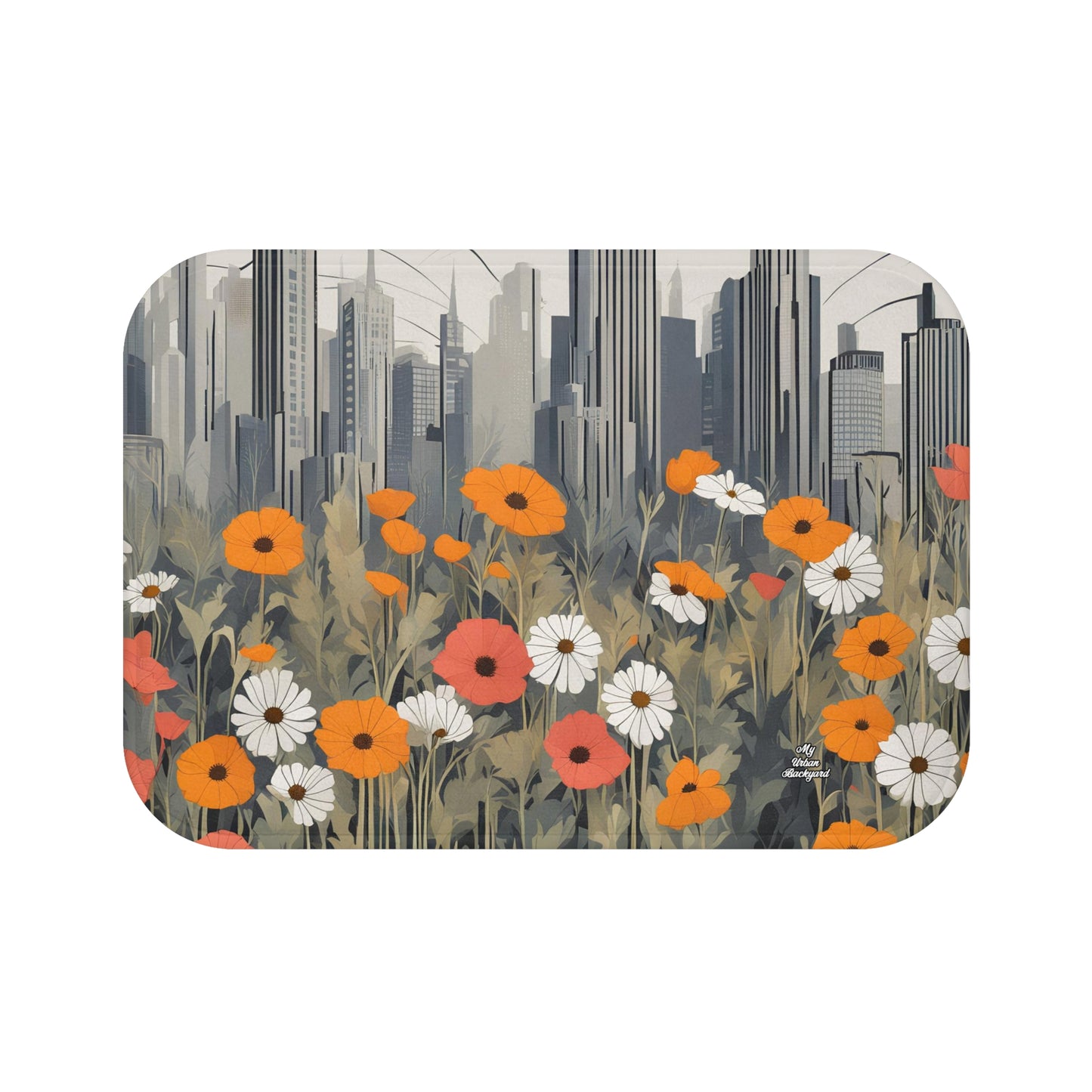 Urban Wildflowers, Memory Foam Bath Mat - Cozy Bathroom Essential