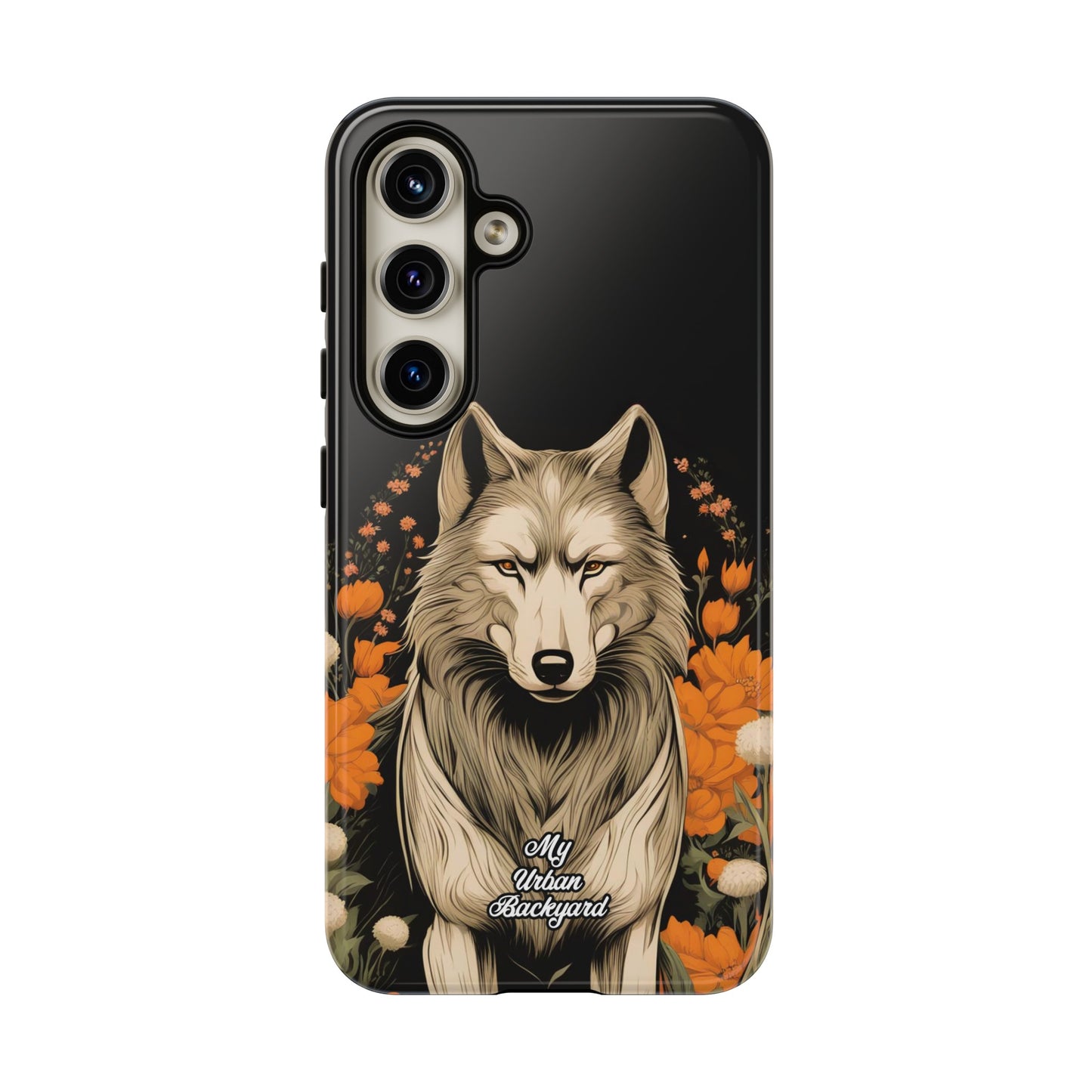 Wolf with Flowers, Cell Phone Case - Apple, Samsung or Google Pixel