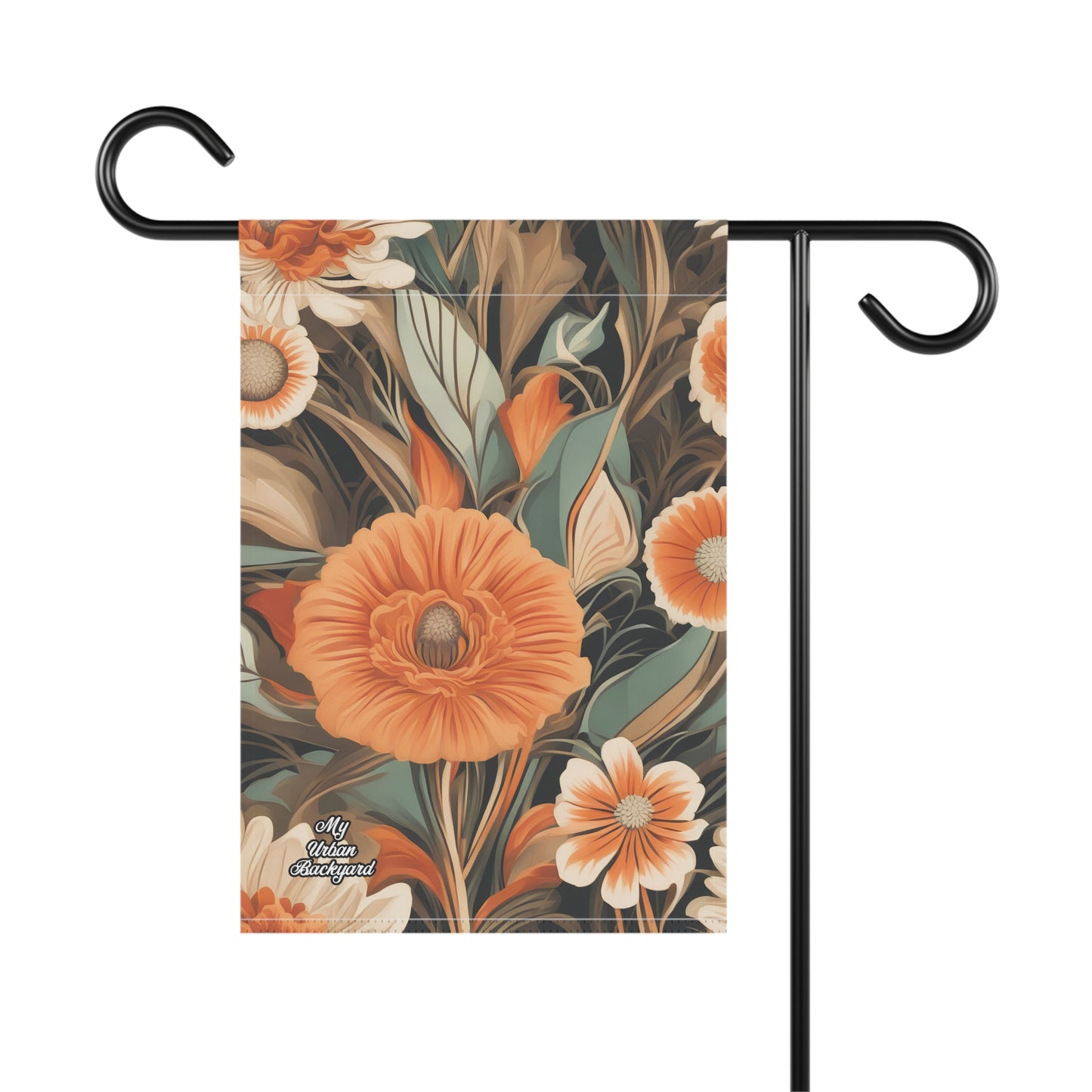 Orange Flowers, Garden Flag for Yard, Patio, Porch, or Work, 12"x18" - Flag only