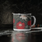Red & White Flowers, Enamel Camping Mug