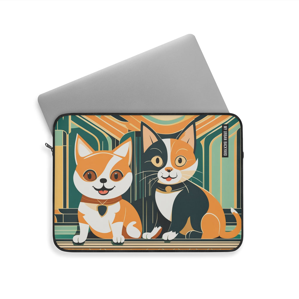 Two Kitties, Soft Laptop Sleeve, Pet Lover Gift, Stylish Tech Accessory, Colorful Cat Art, Cat Themed Laptop Case, Gift for Cat Moms, 3 Sizes