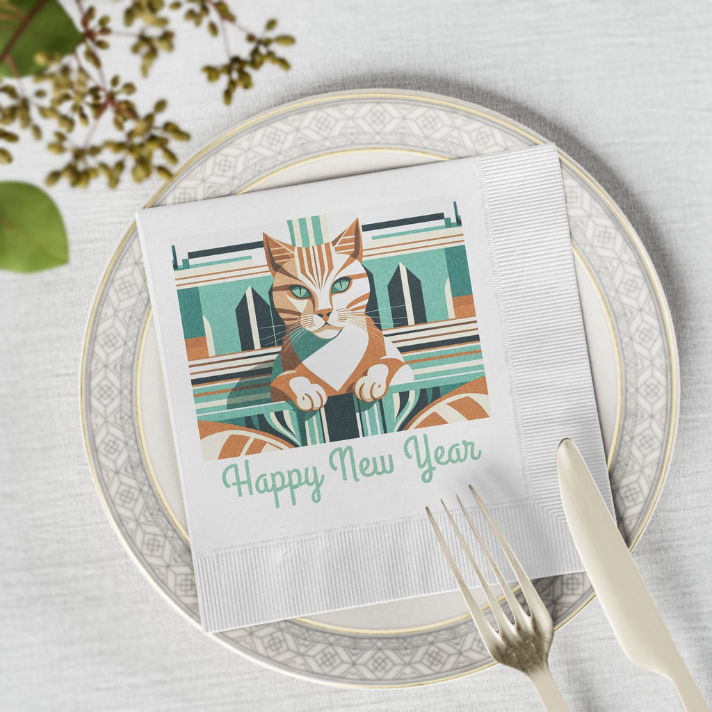 Art Deco Tabby — New Year Napkins