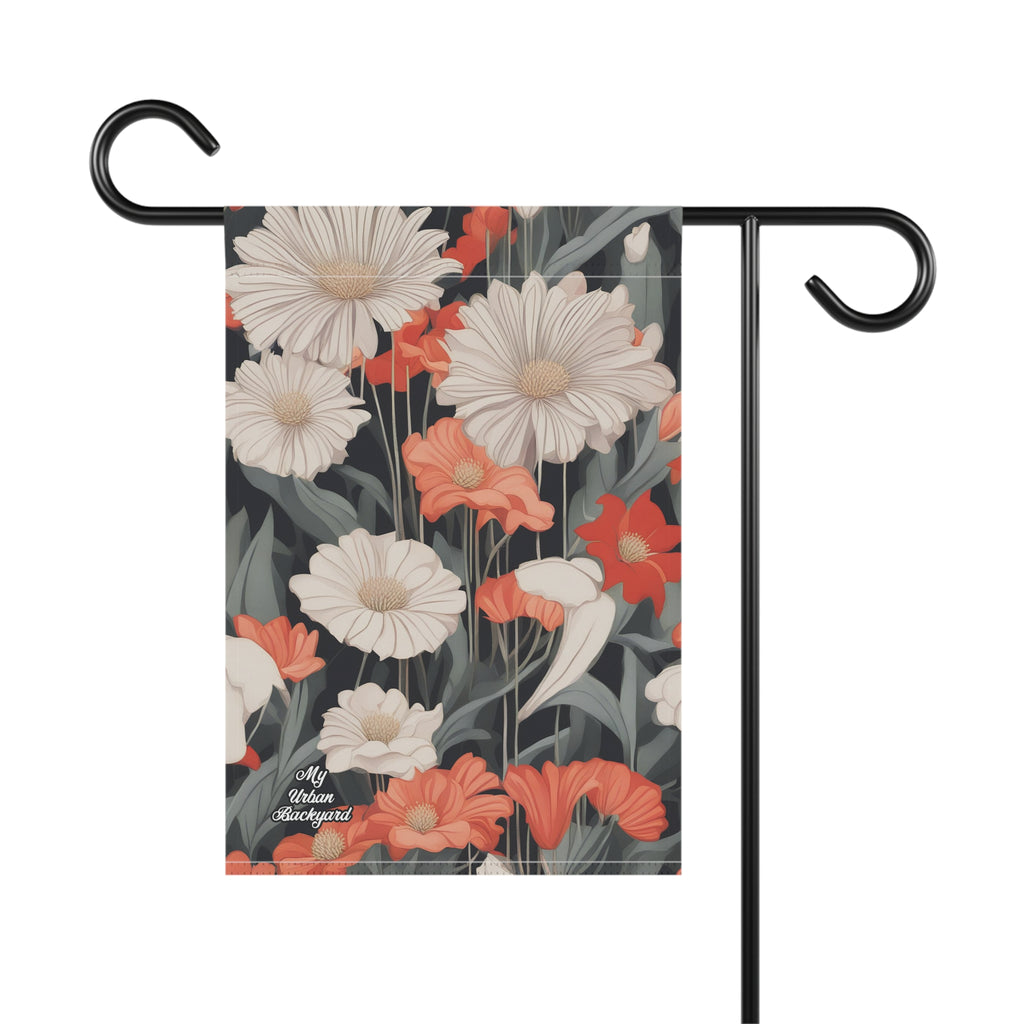 Art Deco Flowers, Garden Flag for Yard, Patio, Porch, or Work, 12"x18" - Flag only