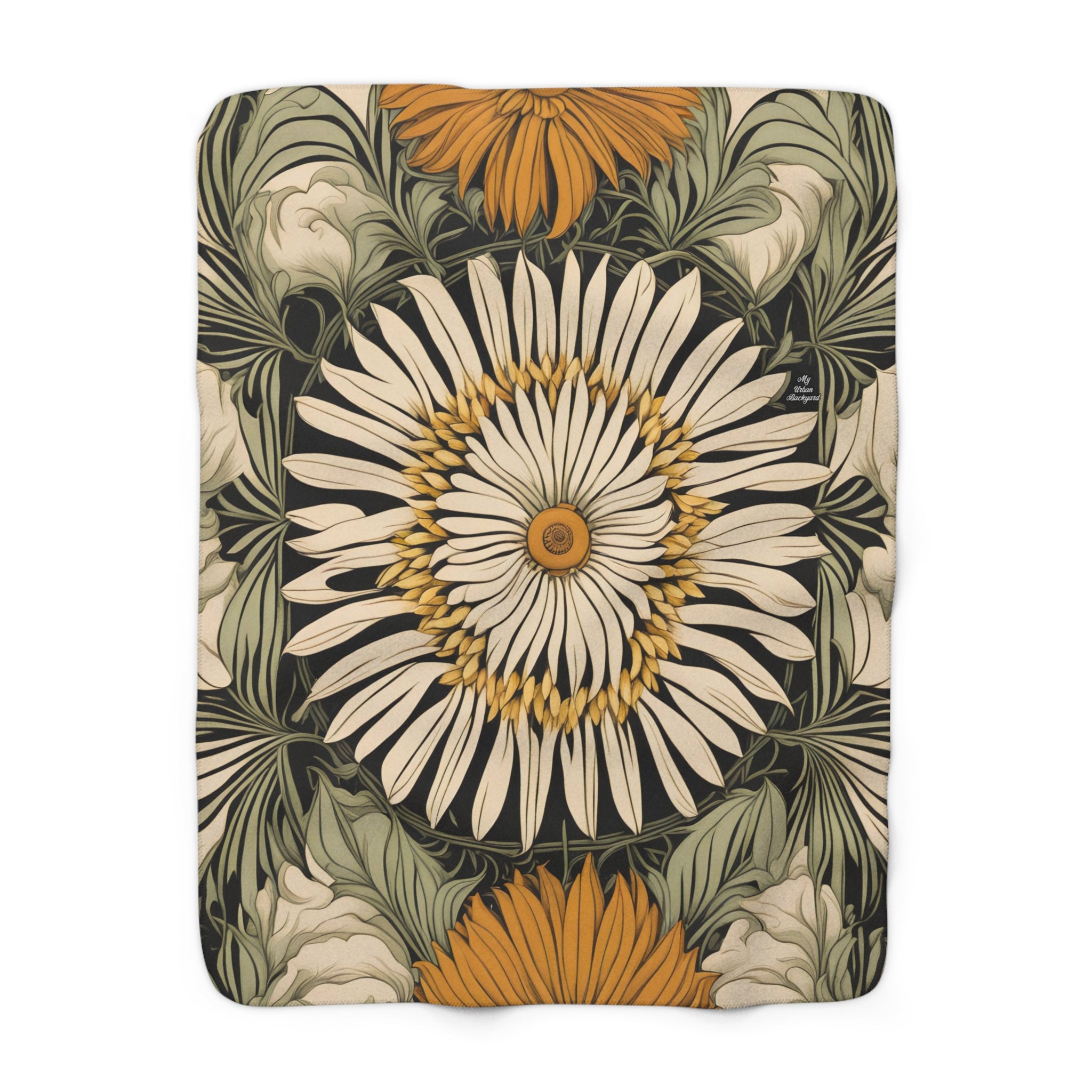 Large Wildflower, Sherpa Fleece Blanket for Cozy Warmth, 50"x60"