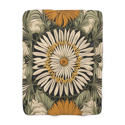 Large Wildflower, Sherpa Fleece Blanket for Cozy Warmth, 50"x60"