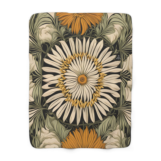 Large Wildflower, Sherpa Fleece Blanket for Cozy Warmth, 50"x60"