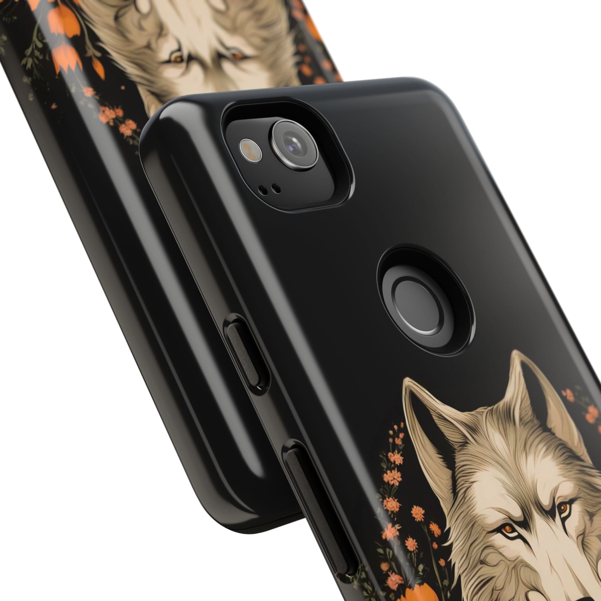Wolf with Flowers, Animal Cell Phone Case - Apple, Samsung, Google Pixel