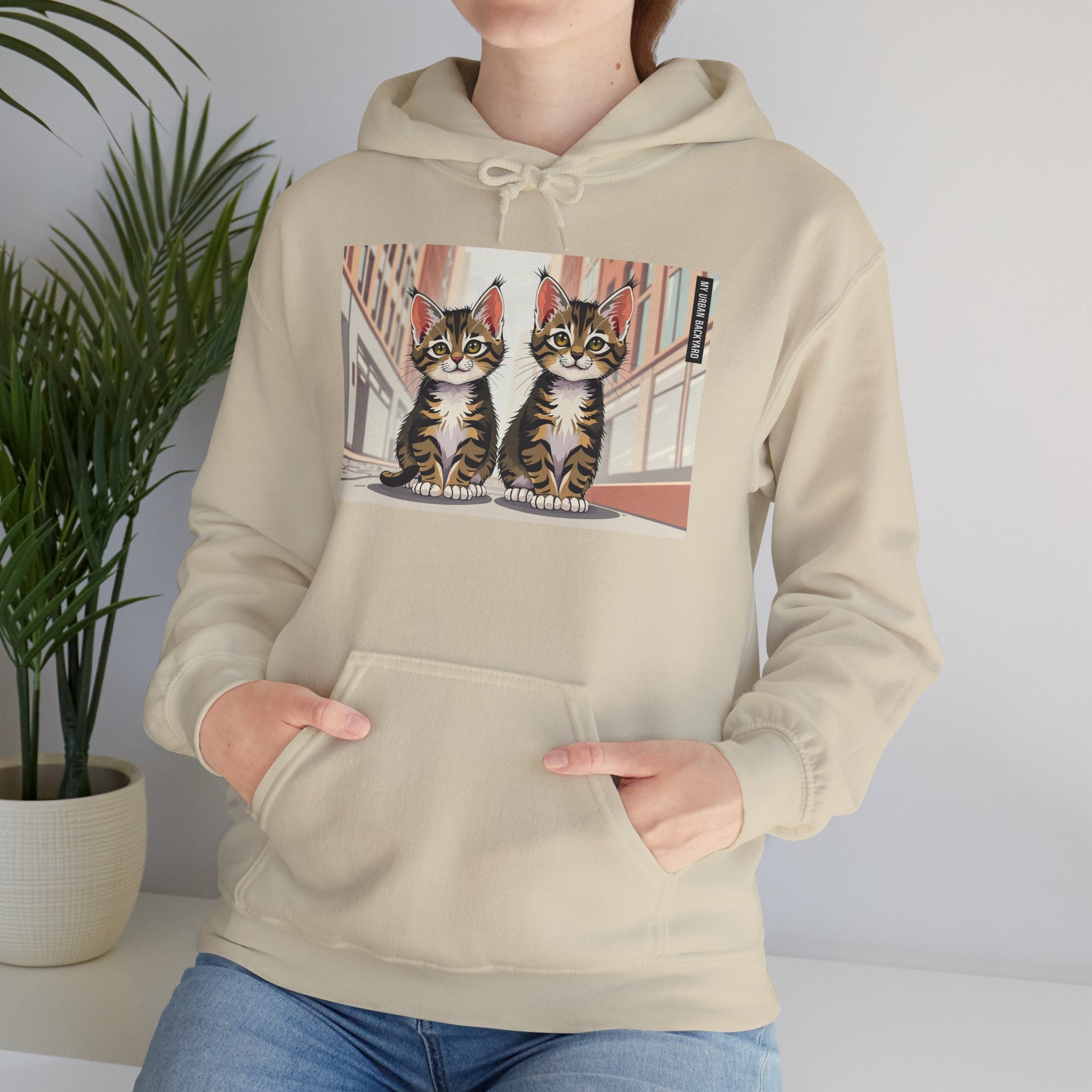 Cute Tabby Kittens Hooded Sweatshirt, Cozy Gift for Pet Owners, Cat Mom Hoodie, Cute Cat Sweatshirt, Cat-Themed Apparel, Animal Lover Gift
