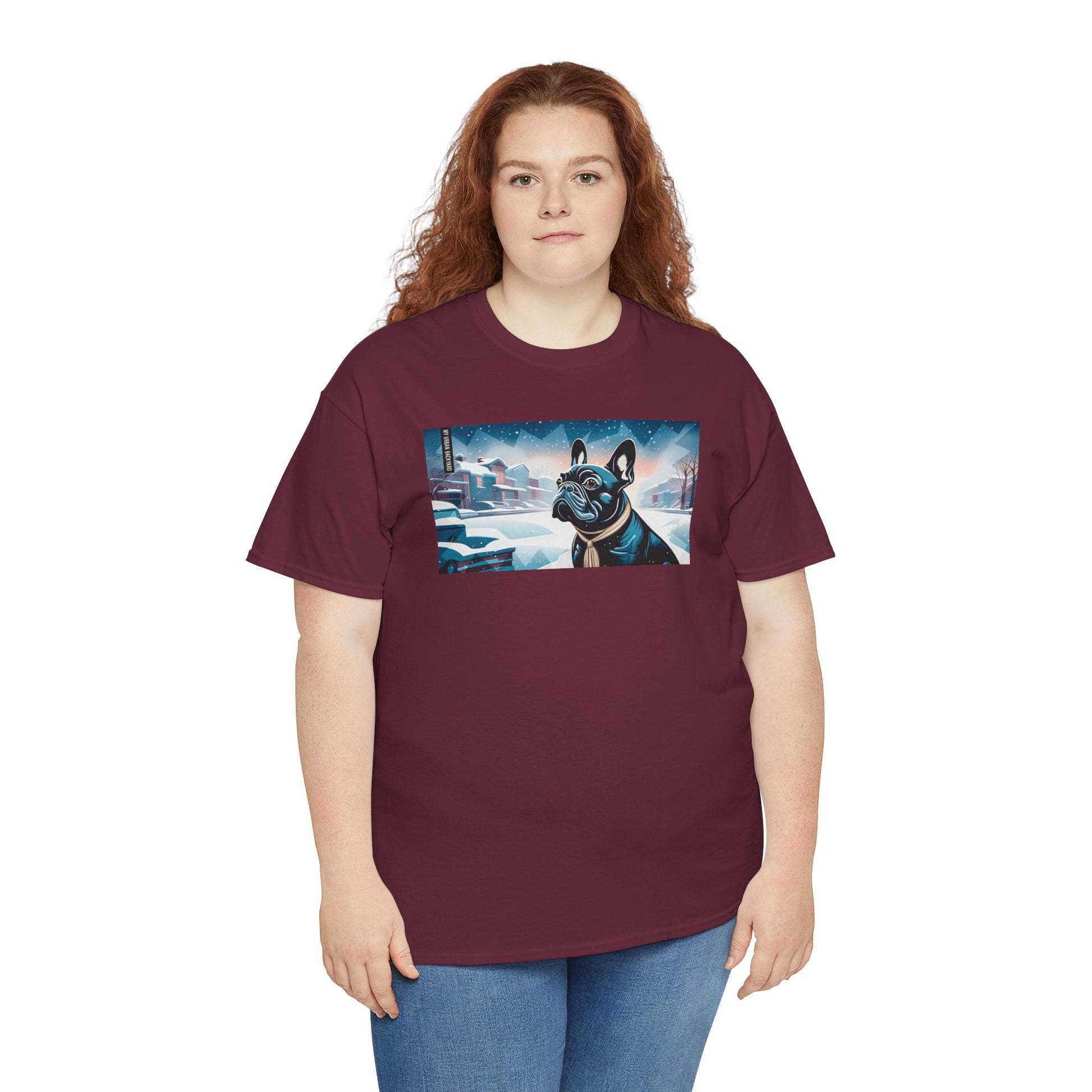 French Bulldog, Winter Graphic Tee, Unisex T-Shirt, Nature Lover Gift, Animal Art Top, Casual Wear