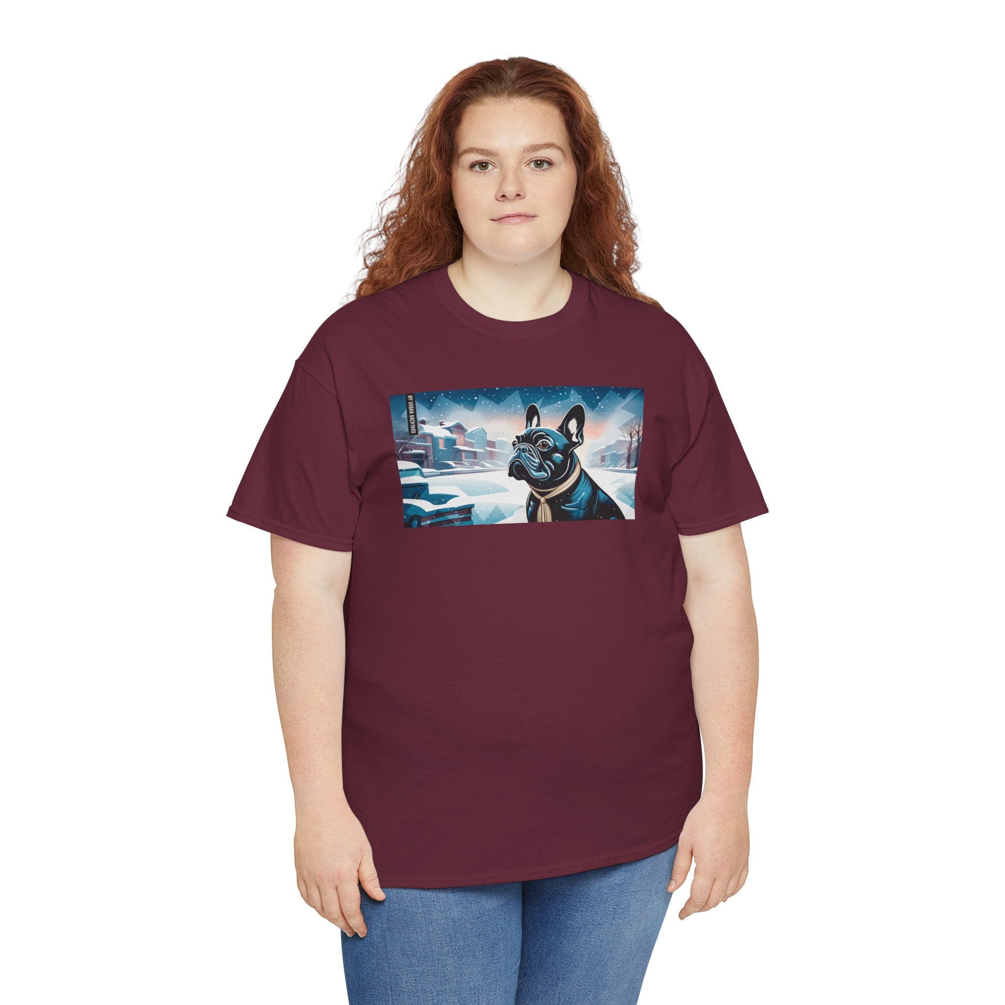 French Bulldog, Winter Graphic Tee, Unisex T-Shirt, Nature Lover Gift, Animal Art Top, Casual Wear