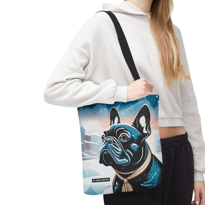 Winter French Bulldog Tote Bag