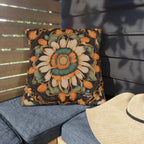 Circle of Petals, Sable accent color, Throw Pillow