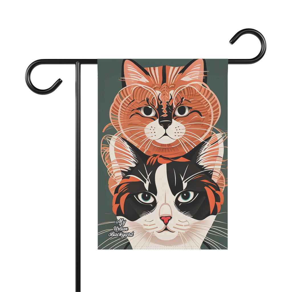 Two Cats, Garden Flag for Yard, Patio, Porch, or Work, 12"x18" - Flag only