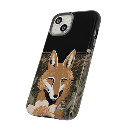 Art Deco Coyote with Flower, Cell Phone Case - Apple, Samsung or Google Pixel