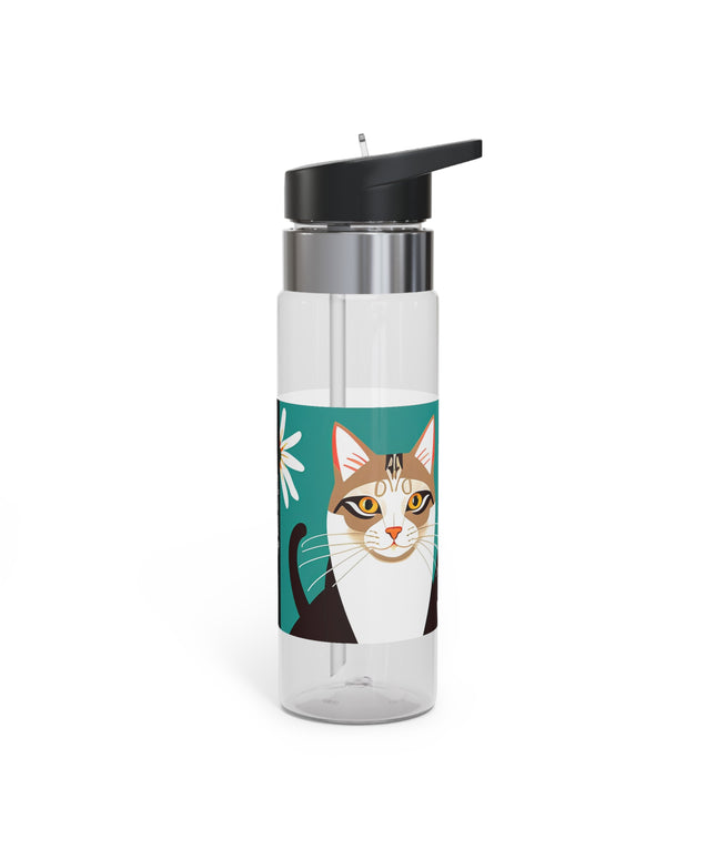 Two Cats with Flowers, 20oz Sport Water Bottle, BPA-Free, Tritan™ plastic