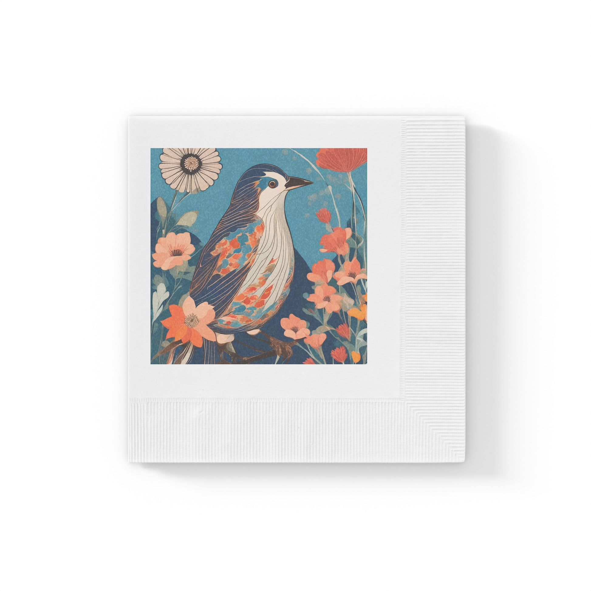 Colorful Bird Cocktail Napkins — Floral Songbird Paper Beverage Napkins, 2 sizes, Pack of 50 or 100