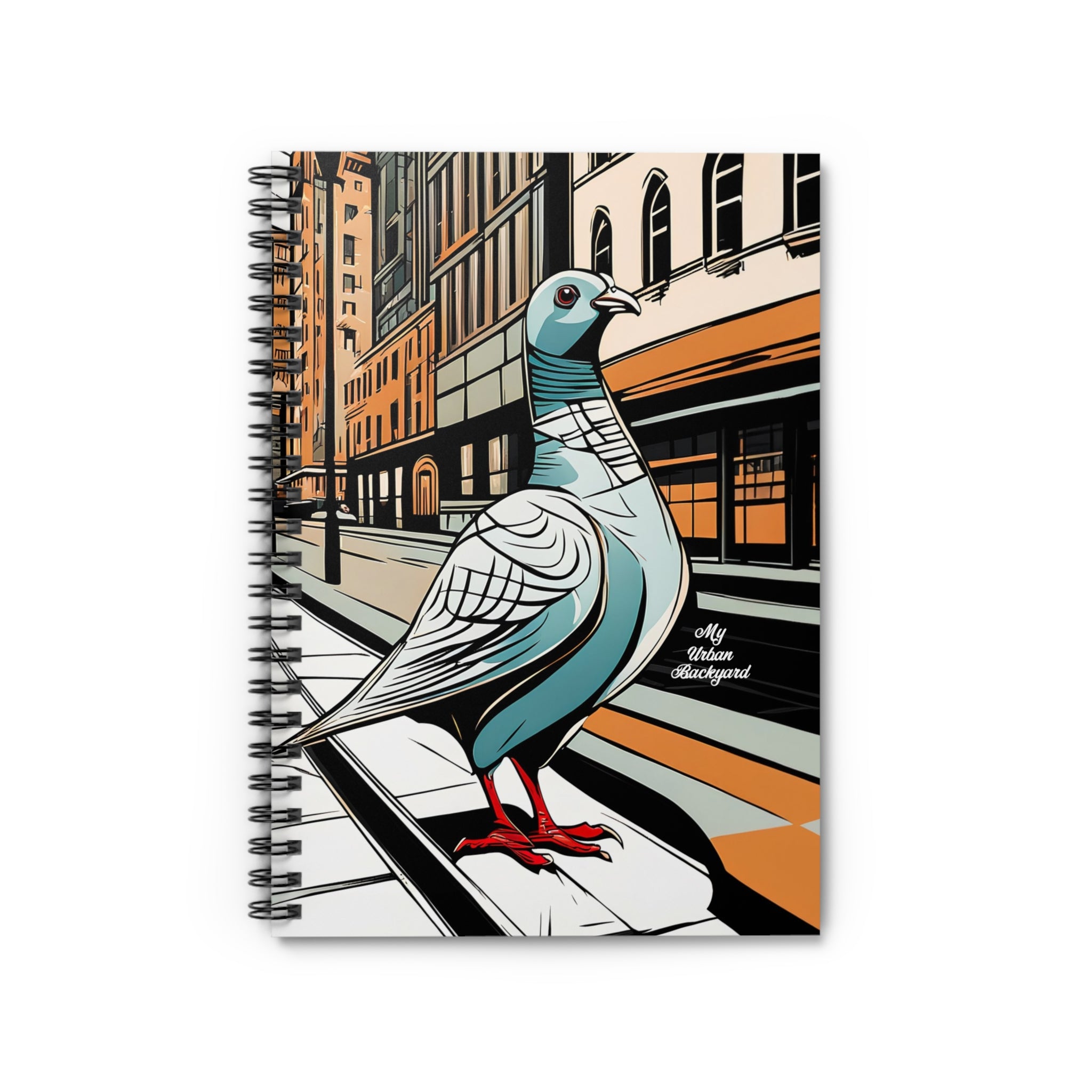 Pigeon on a City Street, Spiral Notebook Writing Journal - 118 Ruled Pages