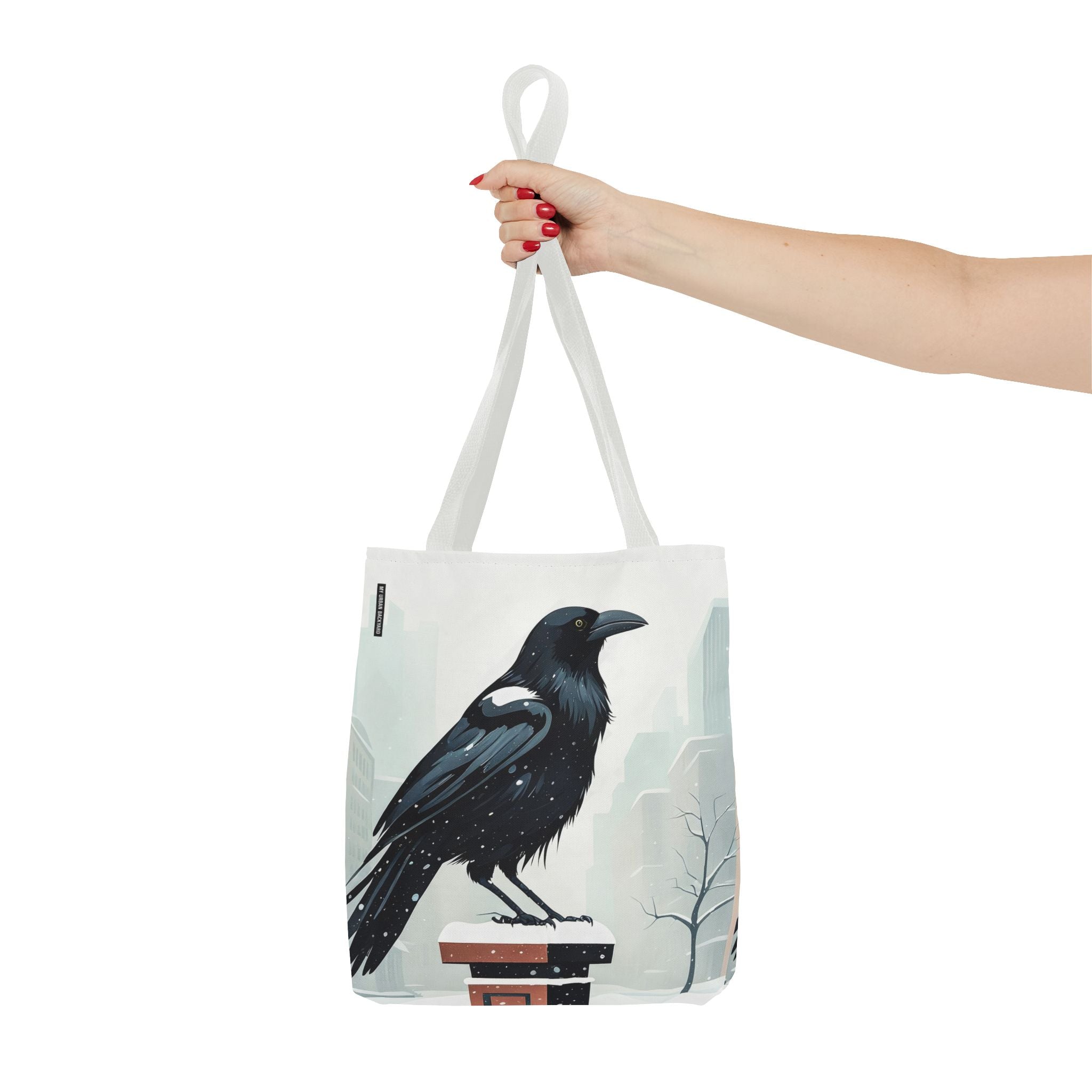 Winter Crow Tote Bag with Cotton Handles For Everyday Use, 3 Sizes