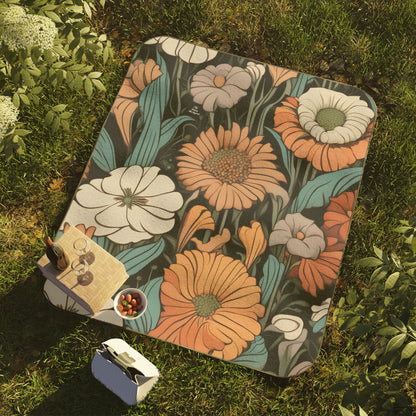 Wildflowers, Cozy Outdoor Picnic Blanket, Water-Resistant Bottom, 51" × 61"