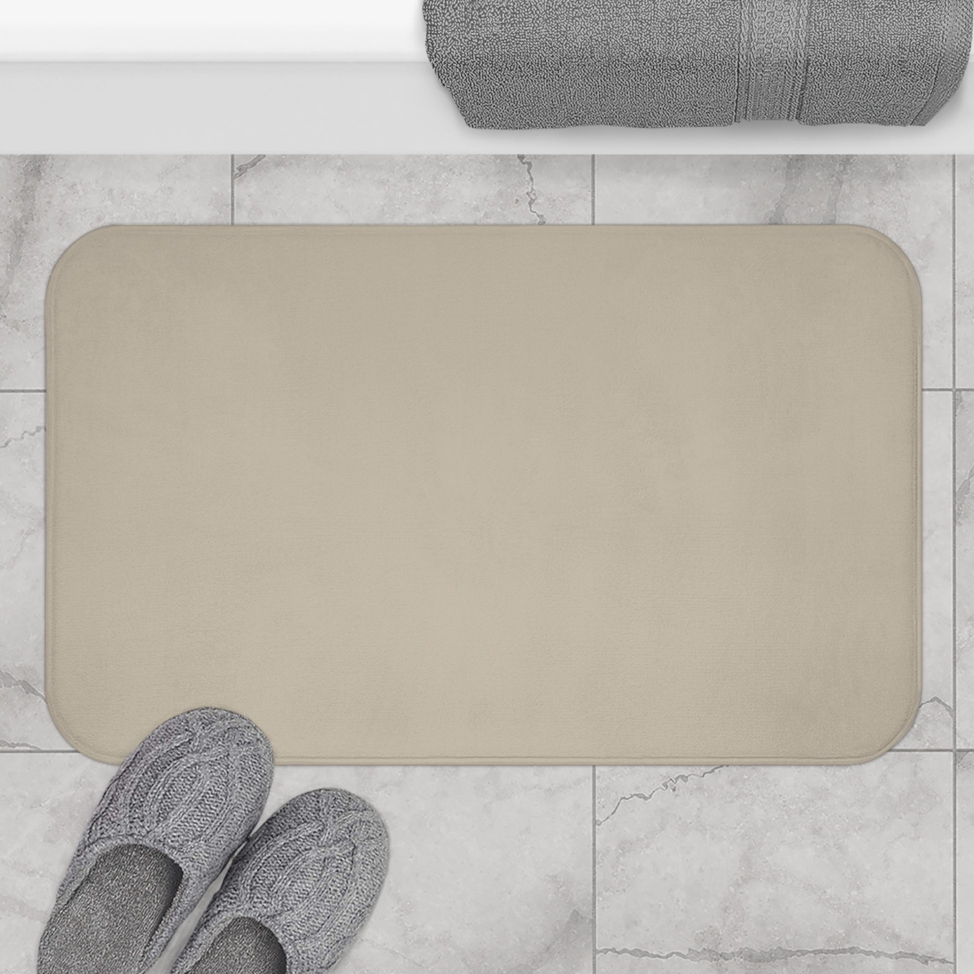 Tan Memory Foam Bath Mat — Soft Absorbent Bathroom Rug, 2 sizes