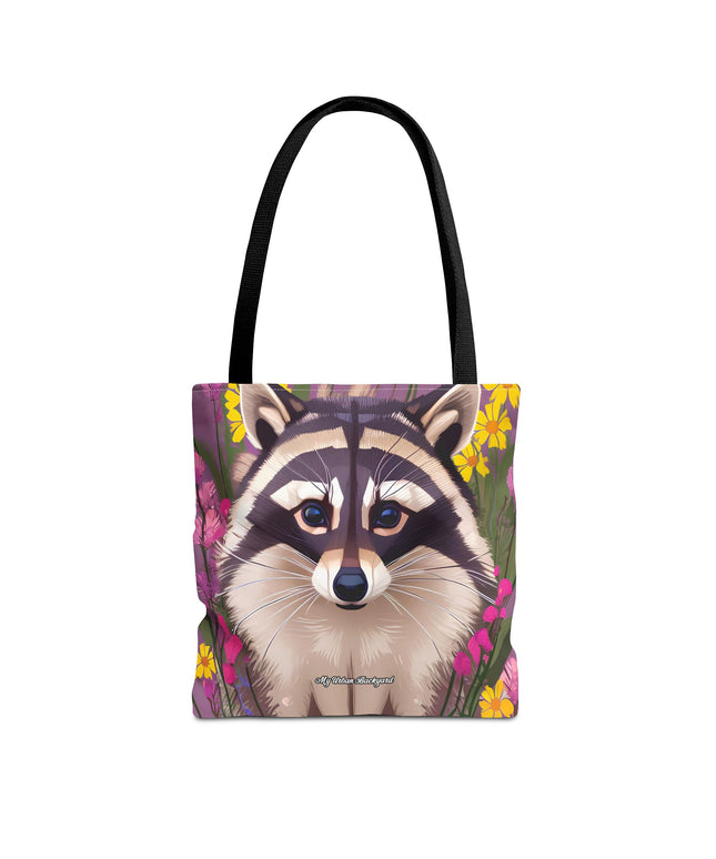 Raccoon and Flowers Tote Bag with Cotton Handles For Everyday Use, 3 Sizes