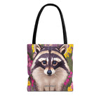 Raccoon and Flowers Tote Bag with Cotton Handles For Everyday Use, 3 Sizes