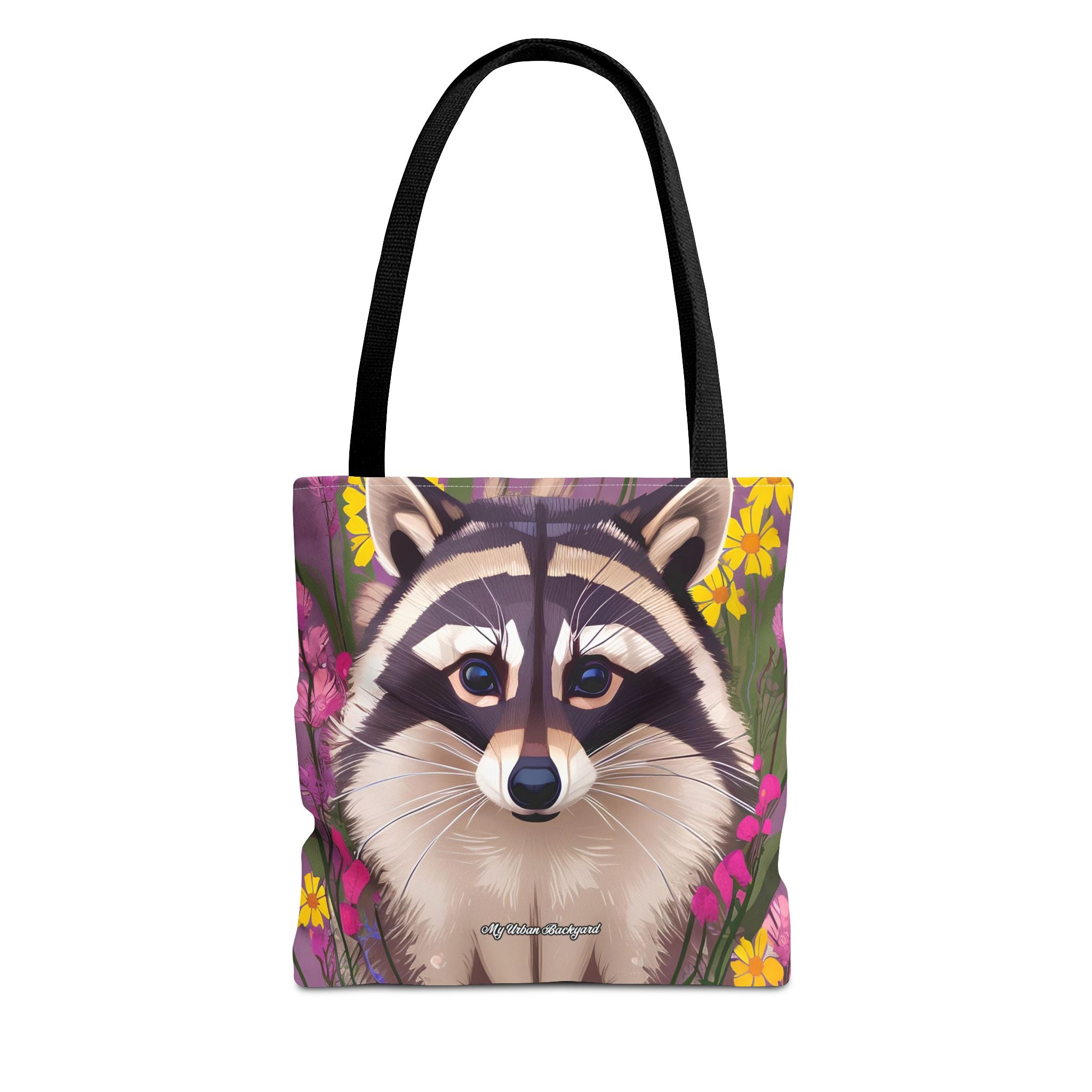 Raccoon and Flowers Tote Bag with Cotton Handles For Everyday Use, 3 Sizes