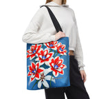 Bouquet of Red White and Blue Flowers Tote Bag with Cotton Handles For Everyday Use, 3 Sizes