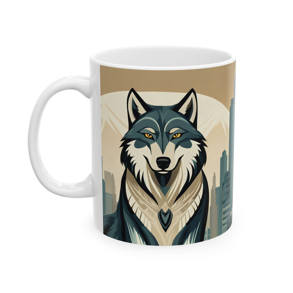 Art Deco Wolf Ceramic Mug