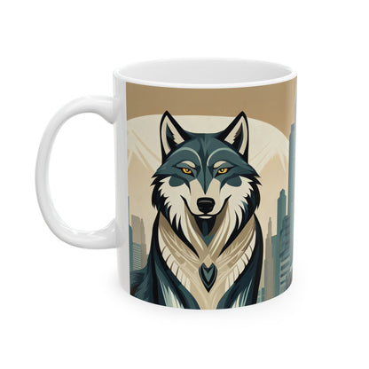 Art Deco Wolf Ceramic Mug