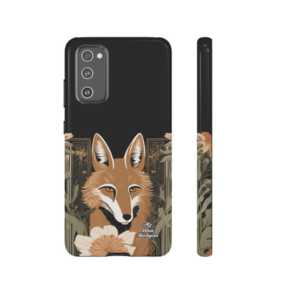 Art Deco Coyote with Flower, Cell Phone Case - Apple, Samsung or Google Pixel