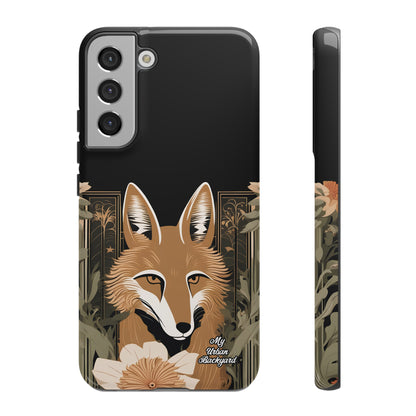 Art Deco Coyote with Flower, Cell Phone Case - Apple, Samsung or Google Pixel